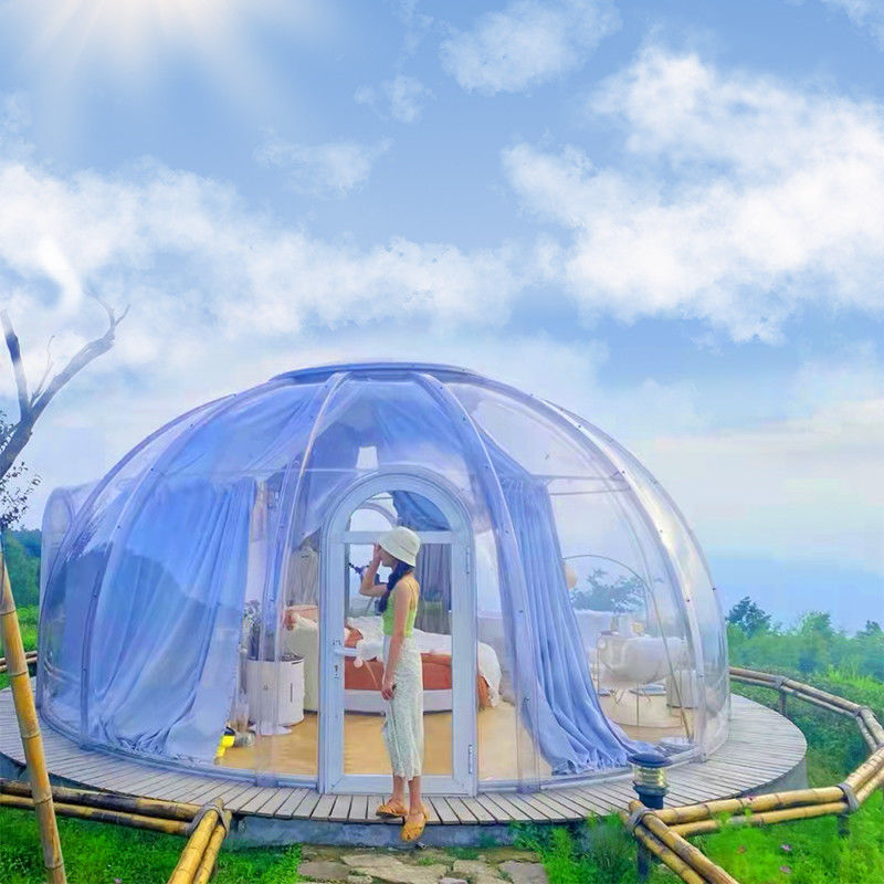 Lều bong bóng trong suốt 6m Nhà vòm Polycarbonate không thấm nước cho bữa tối hoặc đám cưới