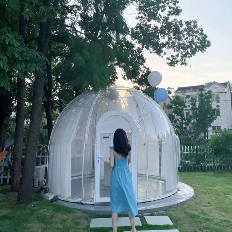 PC Clear Dome House Buồng bong bóng ngoài trời với cửa sổ nhôm và đèn LED