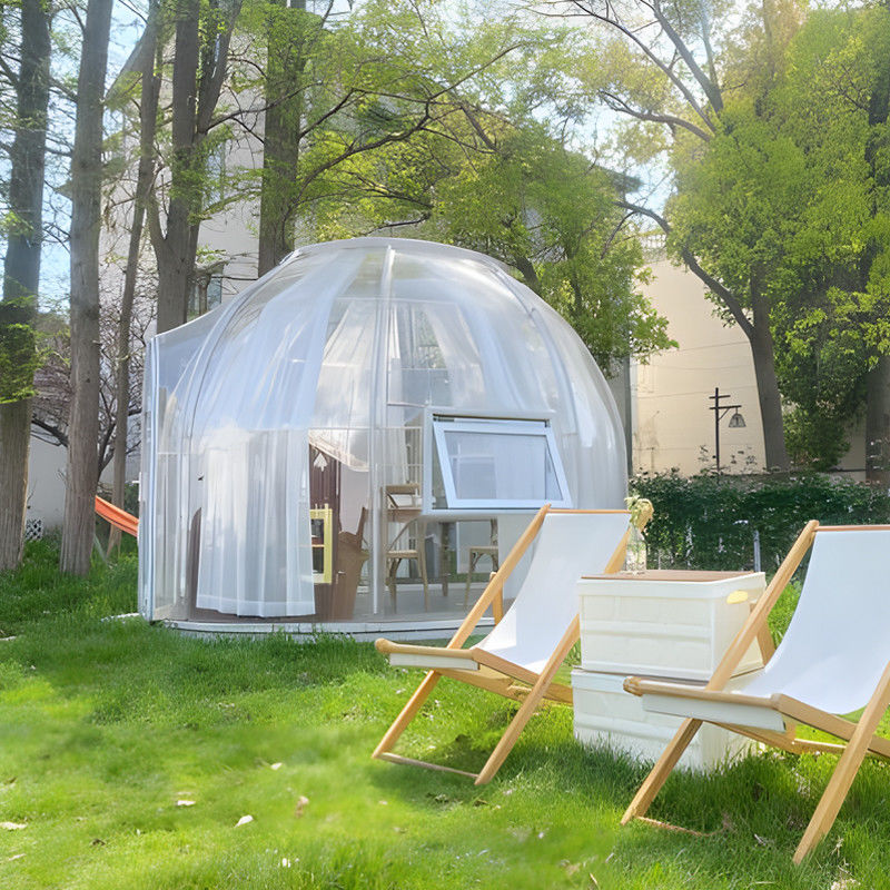 PC Clear Dome House Buồng bong bóng ngoài trời với cửa sổ nhôm và đèn LED
