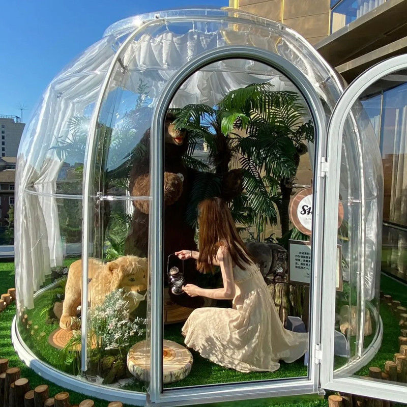 Công viên PC Clear Igloo Dome Tent 6m Geodetic Dome Cho Cắm trại ngoài trời