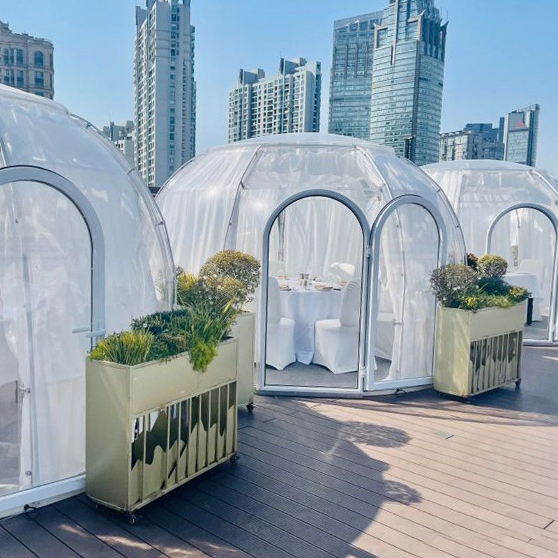 Lều triển lãm thương mại ngoài trời Khách sạn Garden Party sang trọng Glamping PC Mùa đông Geodesic Dome Tent