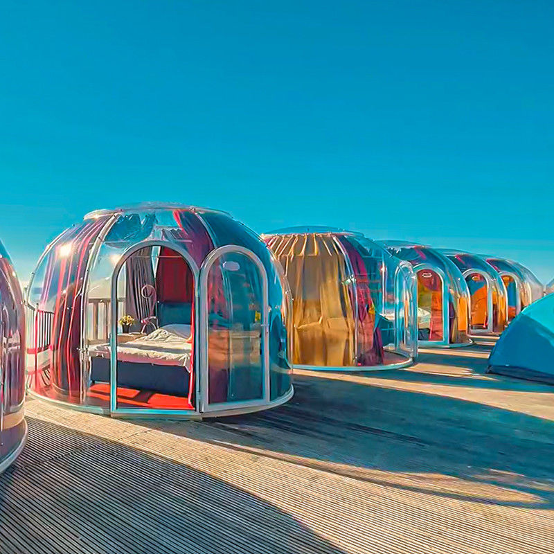 Lều triển lãm thương mại ngoài trời Khách sạn Garden Party sang trọng Glamping PC Mùa đông Geodesic Dome Tent
